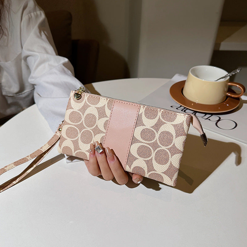 Portefeuilles légers pour femmes, pochette classique à double fermeture éclair au poignet