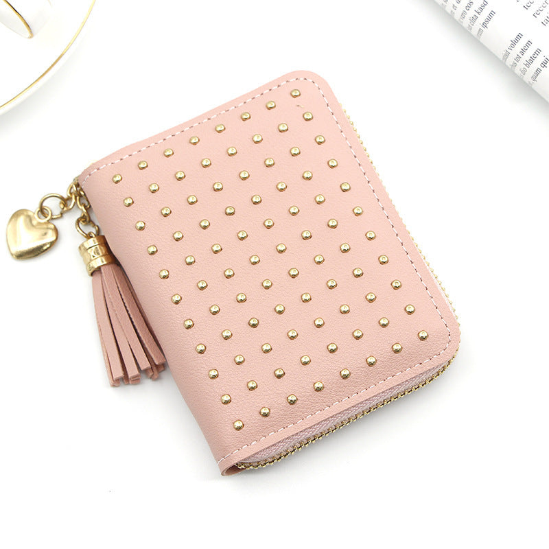 Petit porte-monnaie à pompon coréen pour femmes, Simple, multifonctionnel, fermeture éclair