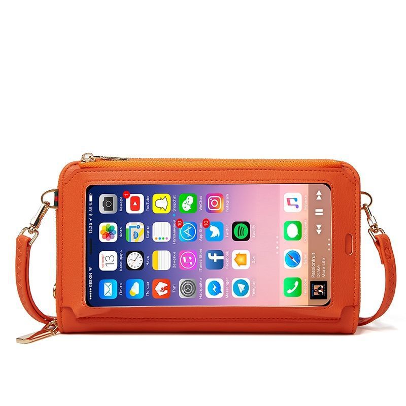 Women's Touch Screen Fashion Zipper Small Fresh Phone Bags