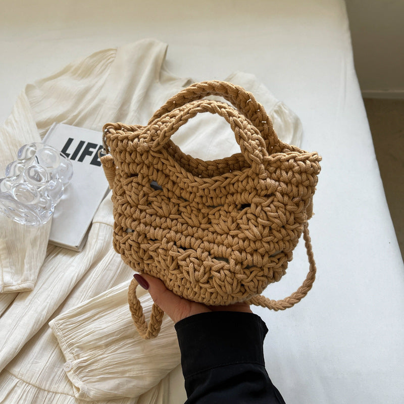 Sacs à bandoulière creux en paille tissée pour femmes, niche de plage en bord de mer