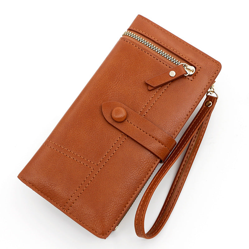 Women's Fresh Sweet Leather Long Zipper Ladies Wallets