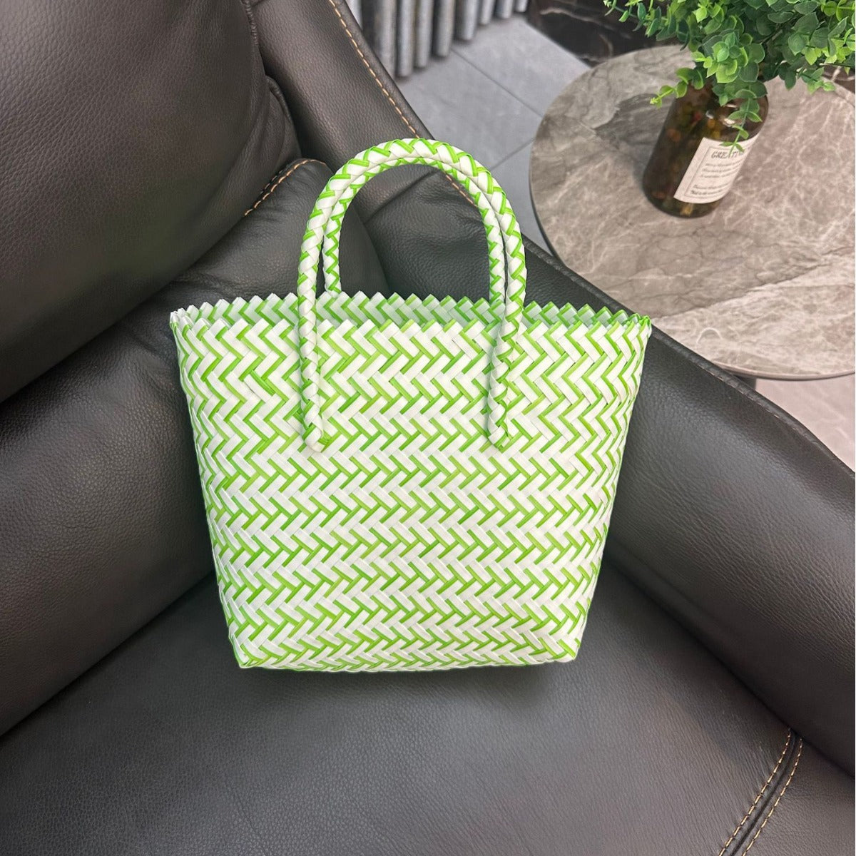 Women's Material Woven Gift Basket Festival Tote Handbags