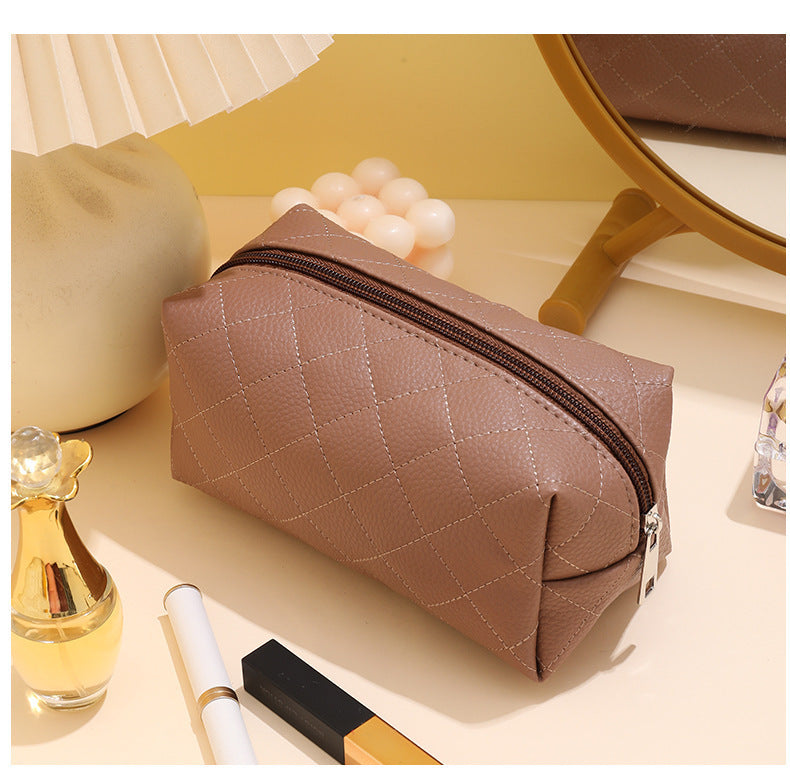 Leather Portable Waterproof Small Square Good-looking Cosmetic Bags