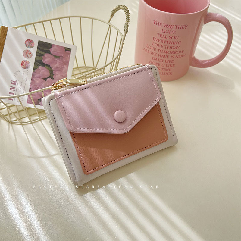 Women's Attractive Korean Color Matching Zipper Card Holder