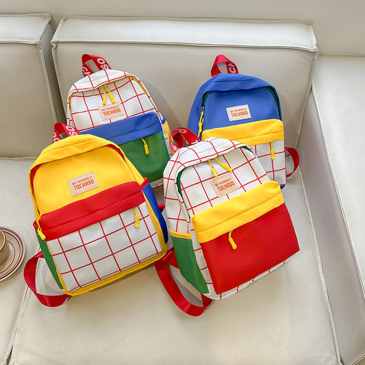 Toile de couleur contrastée pour enfants, sacs à dos pour garçons