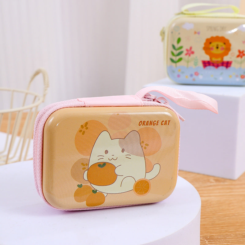 Children's Mini Rectangular Zipper Cartoon Headset Cable Coin Purses