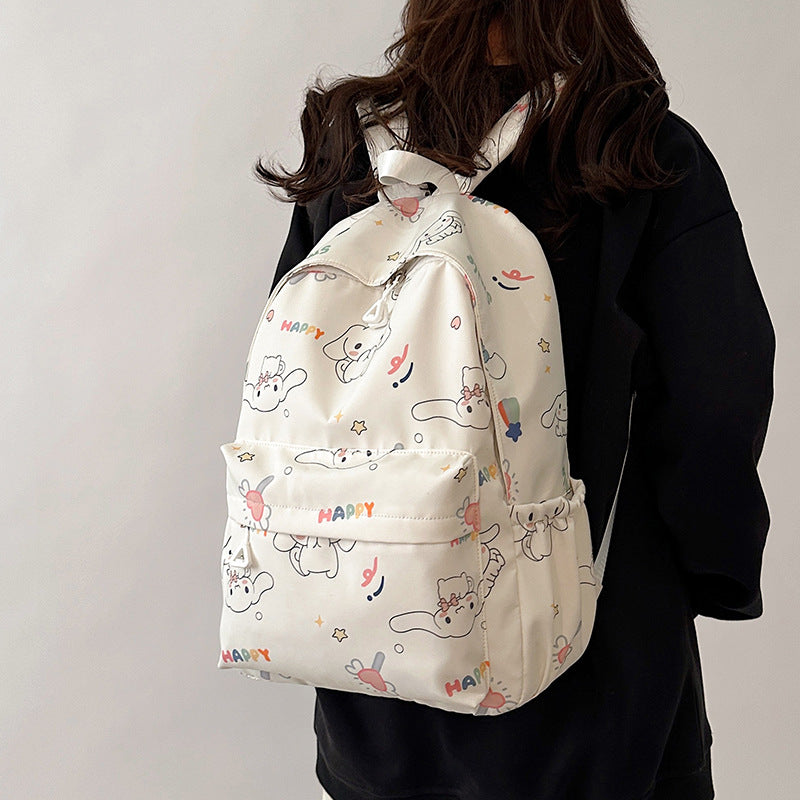 Cat Minority Korean Style Printed Iti Middle School Students' Schoolbags