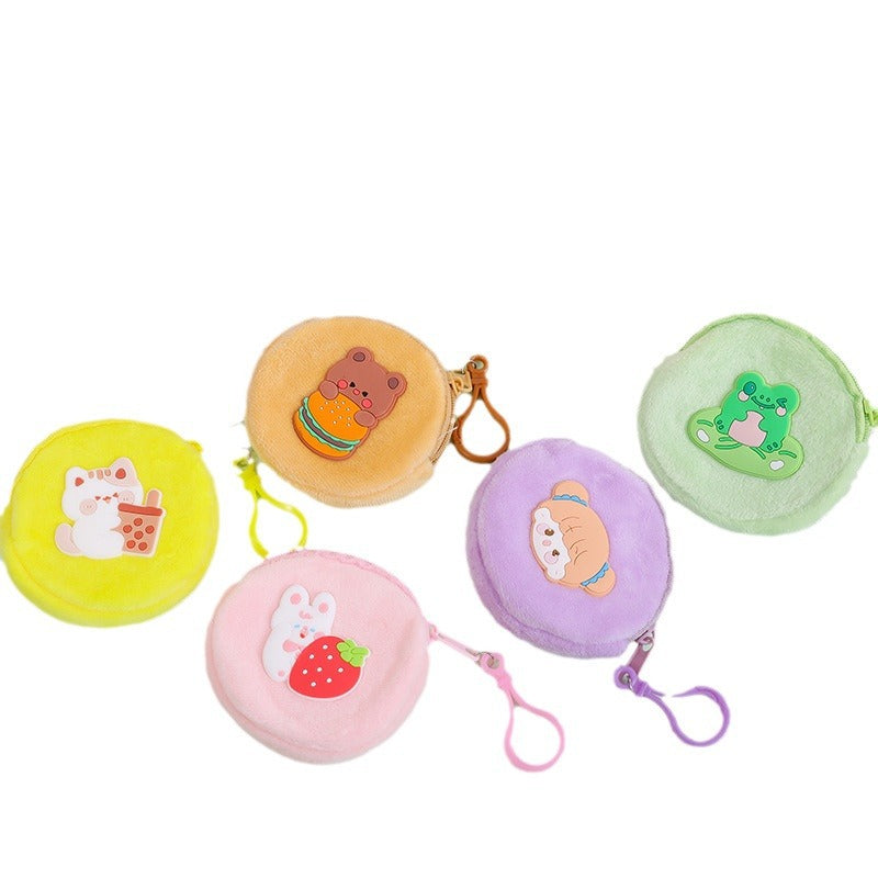 Cartoon Cute Plush Zipper Round Portable Children's Coin Purse