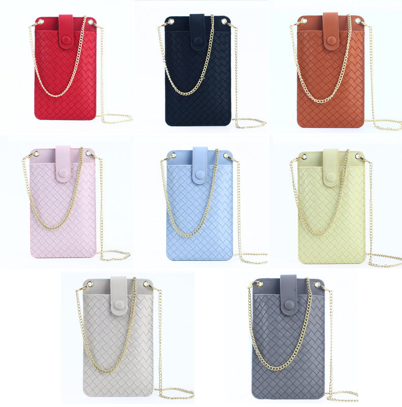 Women's Summer Simple Trendy Mini Vertical Mobile Zipper Woven Bags