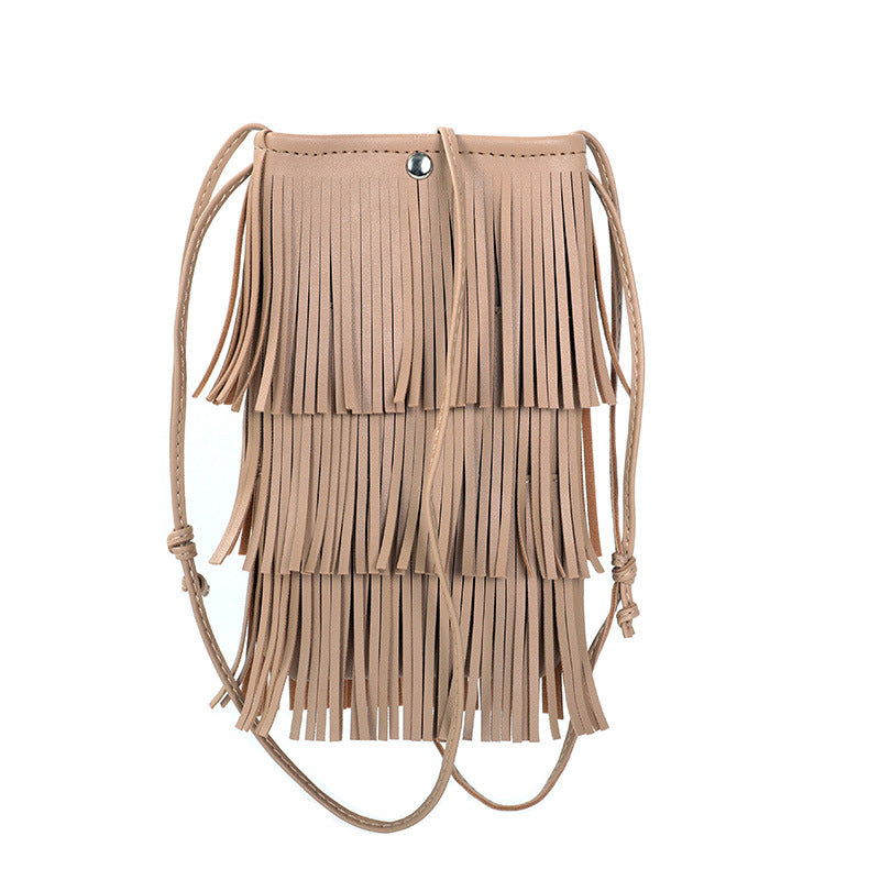 Women's Trendy Mobile Thin Tassel Soft Small Phone Bags