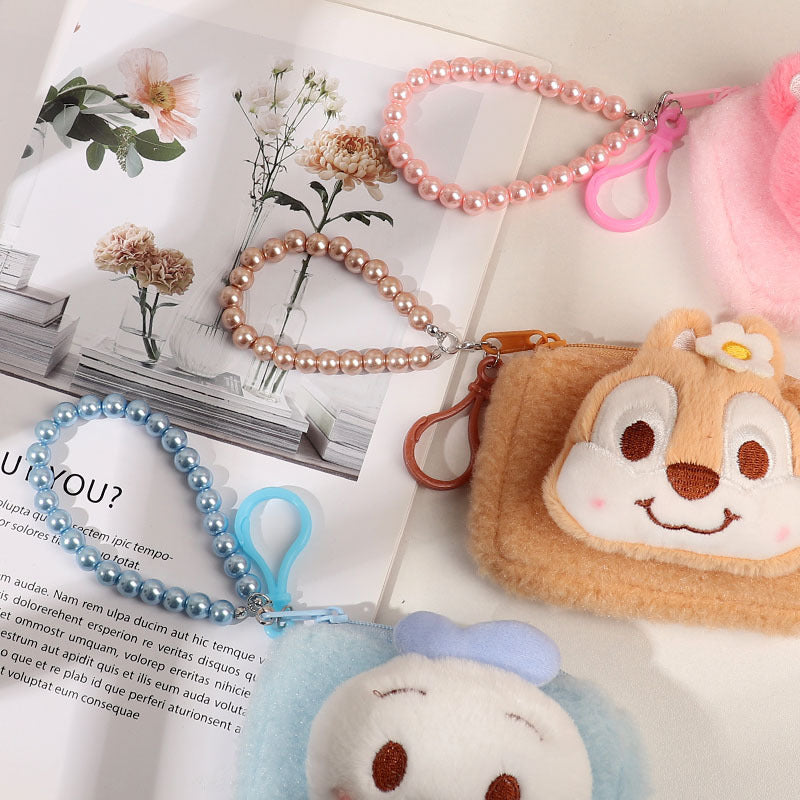 Necklace Plush Pendants Square Zipper Storage Coin Purses