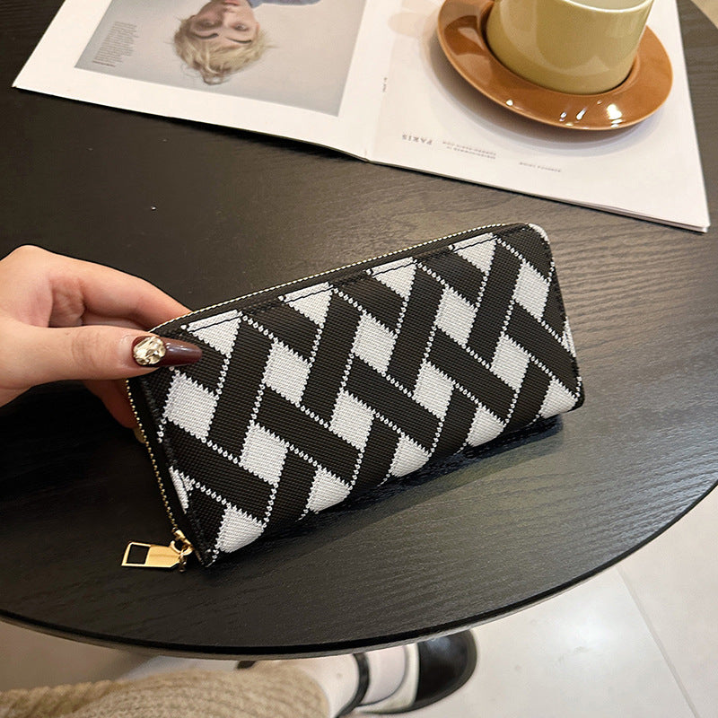 Clutch Cross Pattern Design Fashion Mobile Ladies Wallets