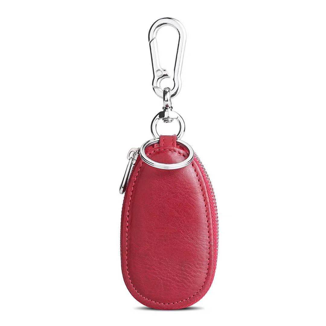 Wax Skin Car Leather Double Zipper Key Bags