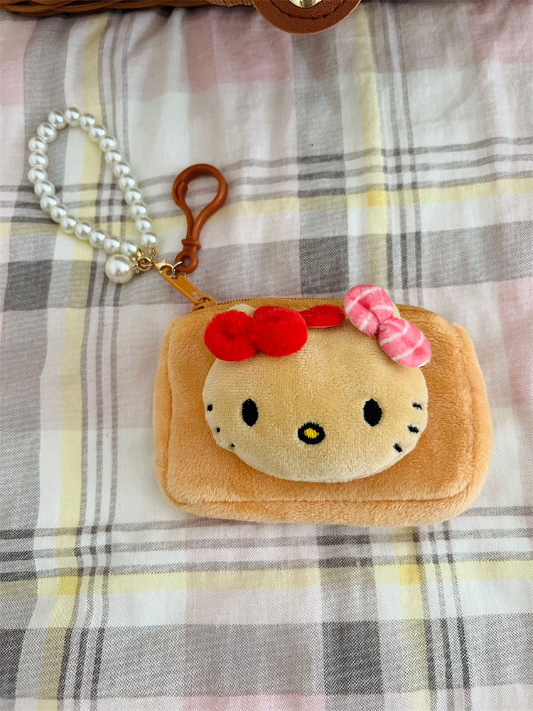 Creative Hawaiian Cat Plush Pendant Bank Coin Purses