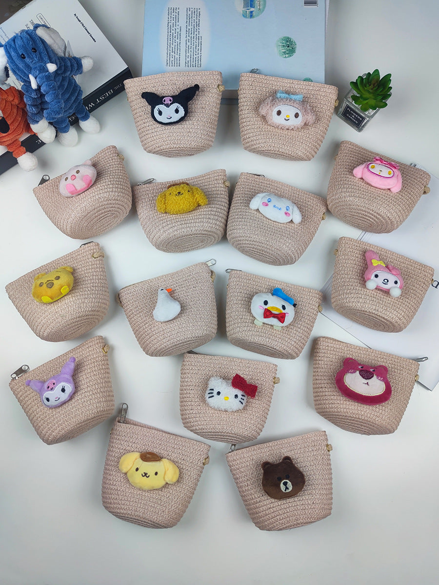 Children's Straw Small Change Shell Cartoon Cute Coin Purses