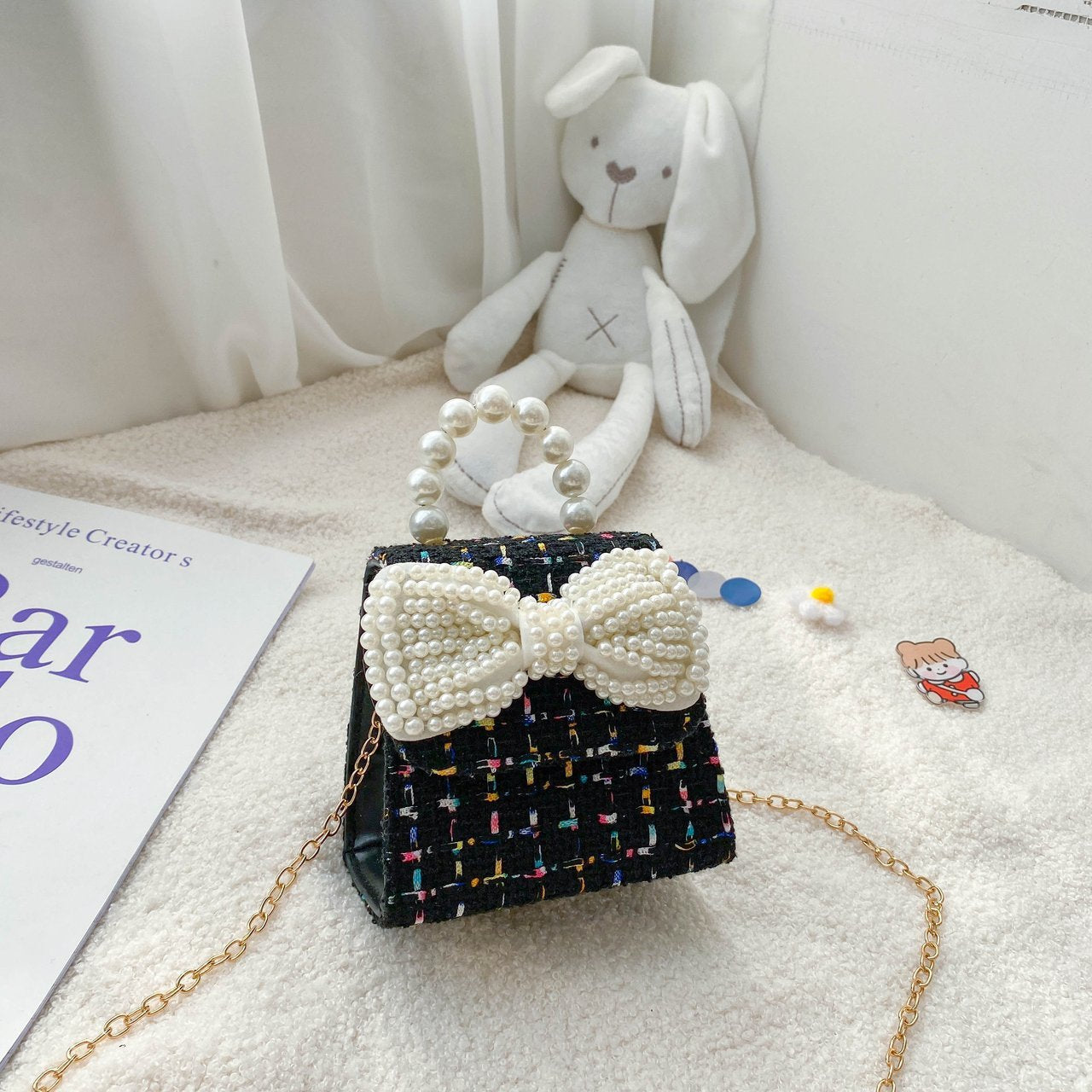 Mini sacs d'accessoires princesse à main en perles pour enfants