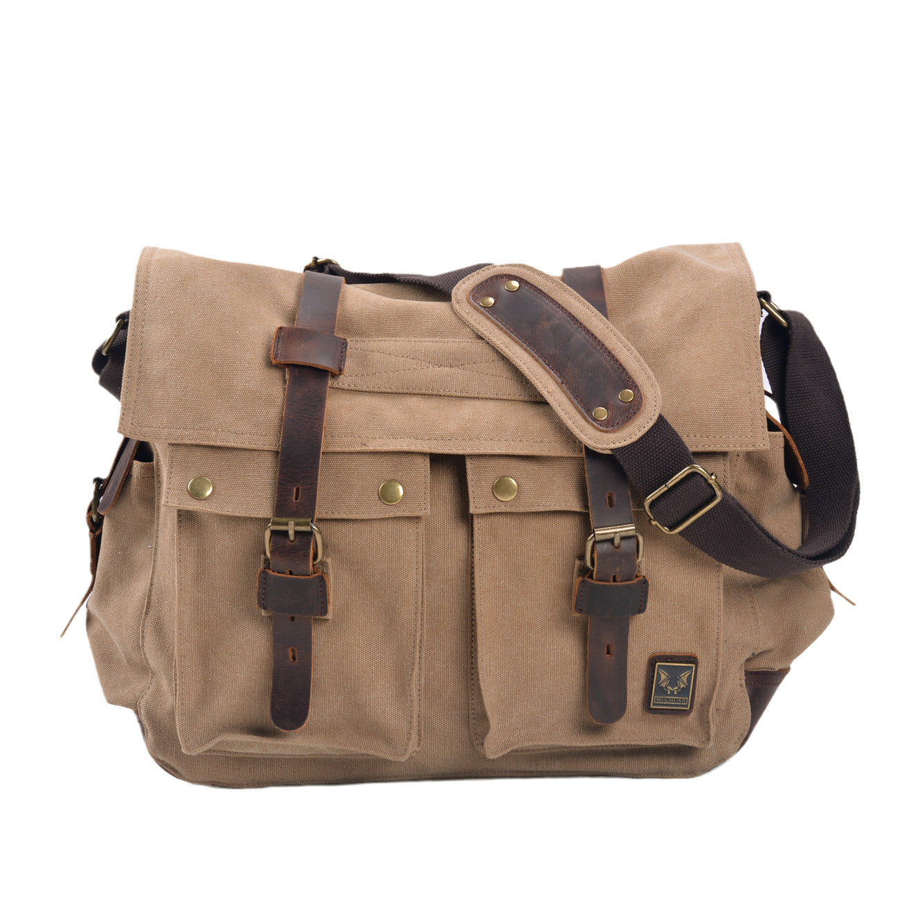 Men's Capacity For Retro Canvas Crazy Horse Men's Shoulder Bags