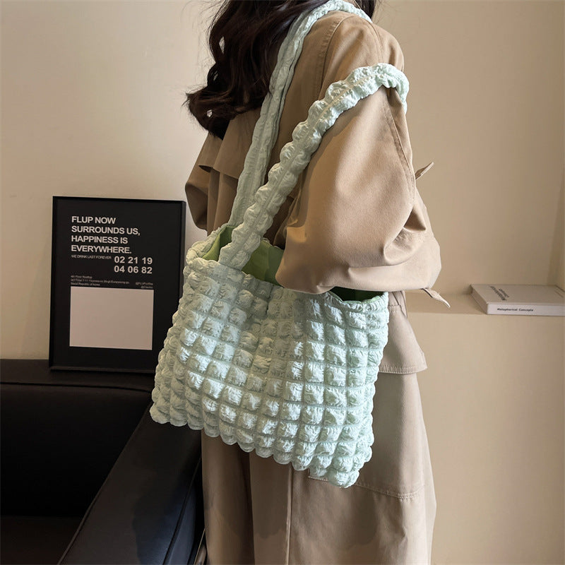 Women's Style Seersucker Three-dimensional Ge Tote Simple Shoulder Bags