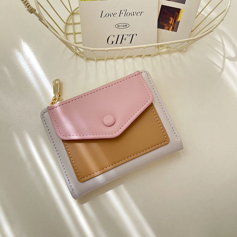 Women's Attractive Korean Color Matching Zipper Card Holder