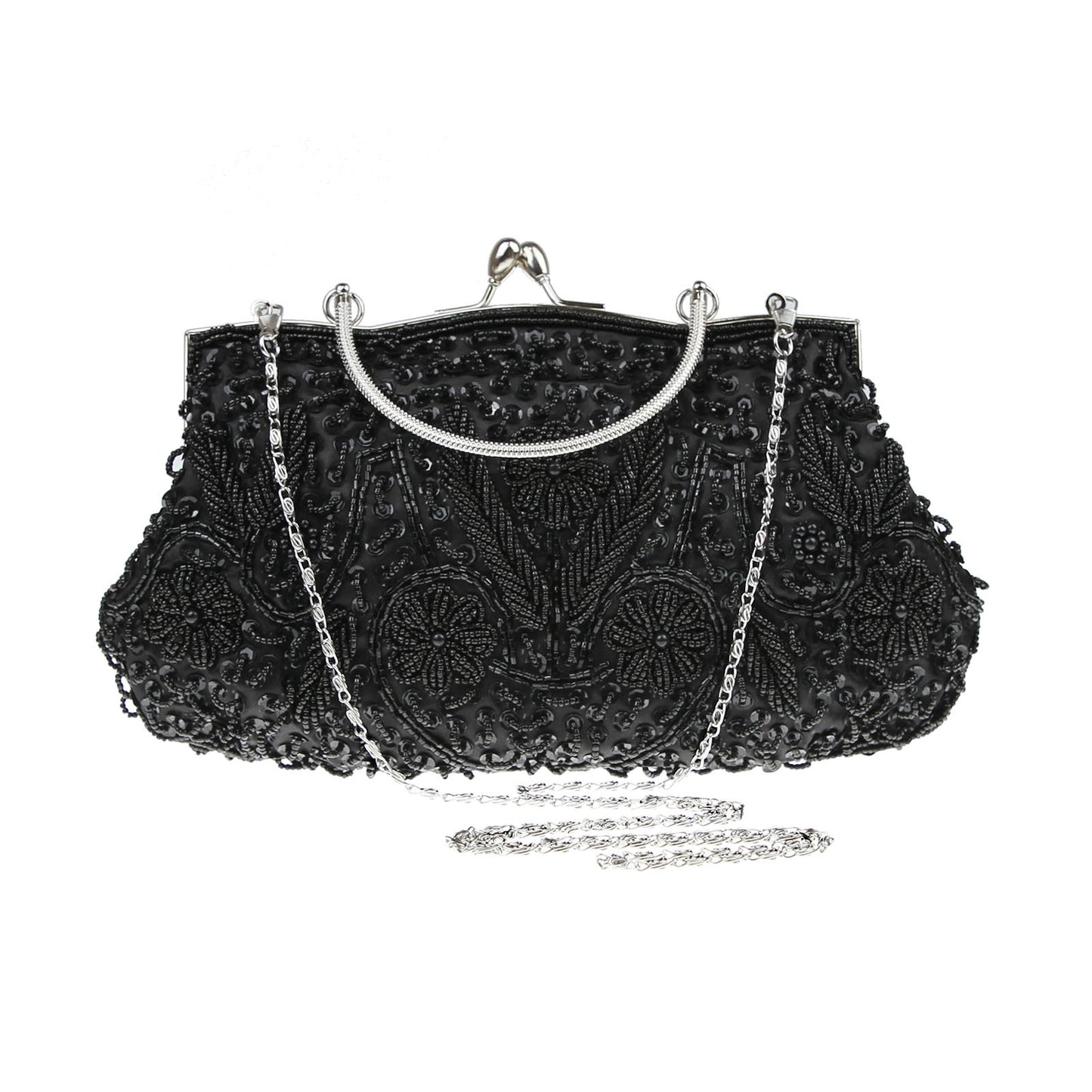 Women's Vintage Handmade Pearl Embroidery Dress Garment Dinner Evening Bags