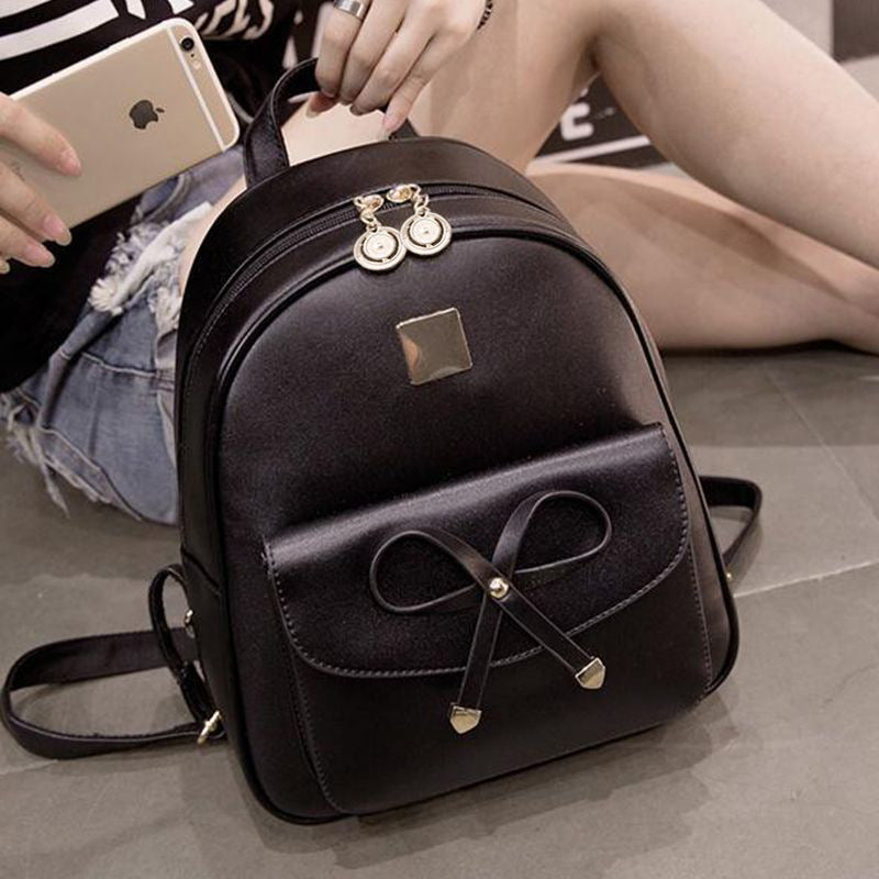 Women's Leather Tactile Feel Korean Fashion Large Backpacks