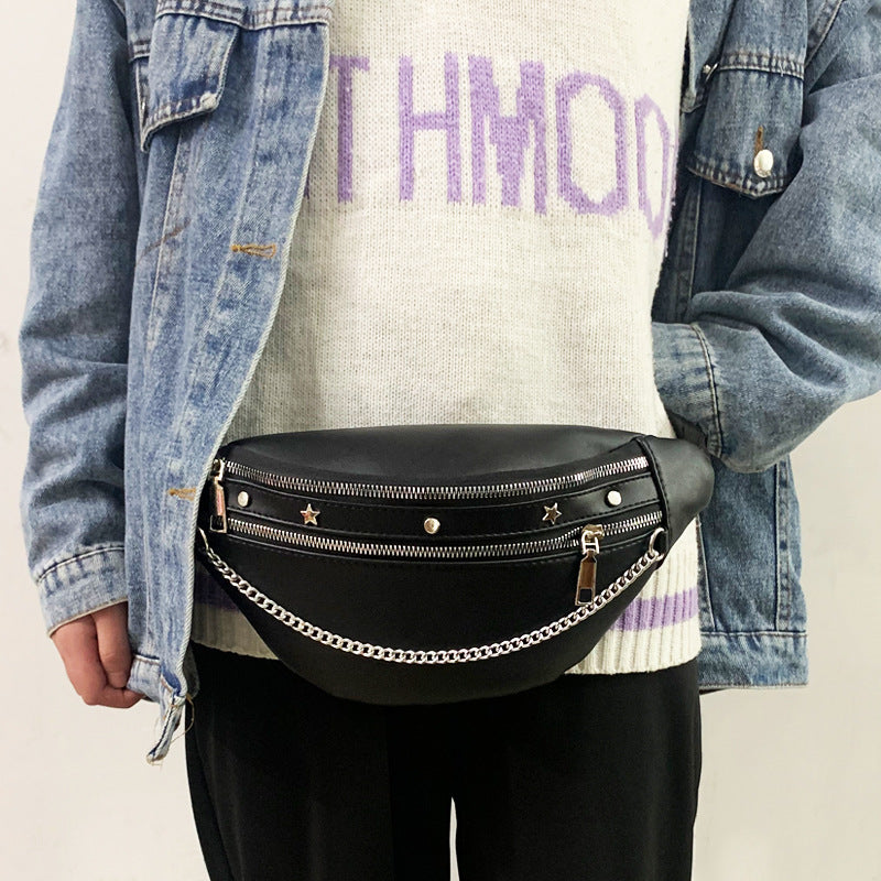 Women's Hip Hop Punk Chain Rivets Fashion Waist Packs