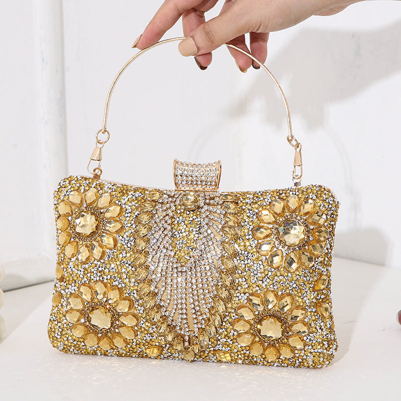 Women's Diamond Banquet Dress Portable Small Square Evening Bags