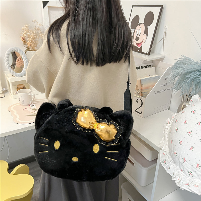 Children's Cat Plush Large Capacity Fashion Tote Children's Shoulder Bags