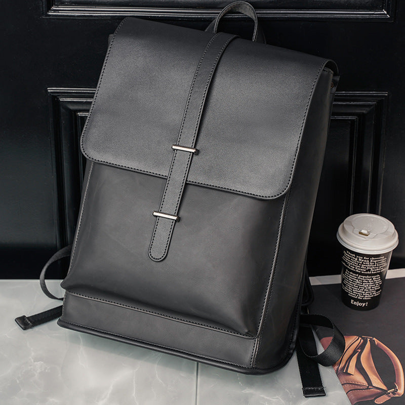 Trendy Korean Style Fashionable Man Leather Large Backpacks