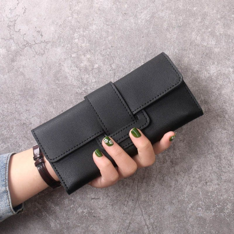 Pochette longue multifonction en cuir pour femmes, portefeuilles simples coréens pour dames