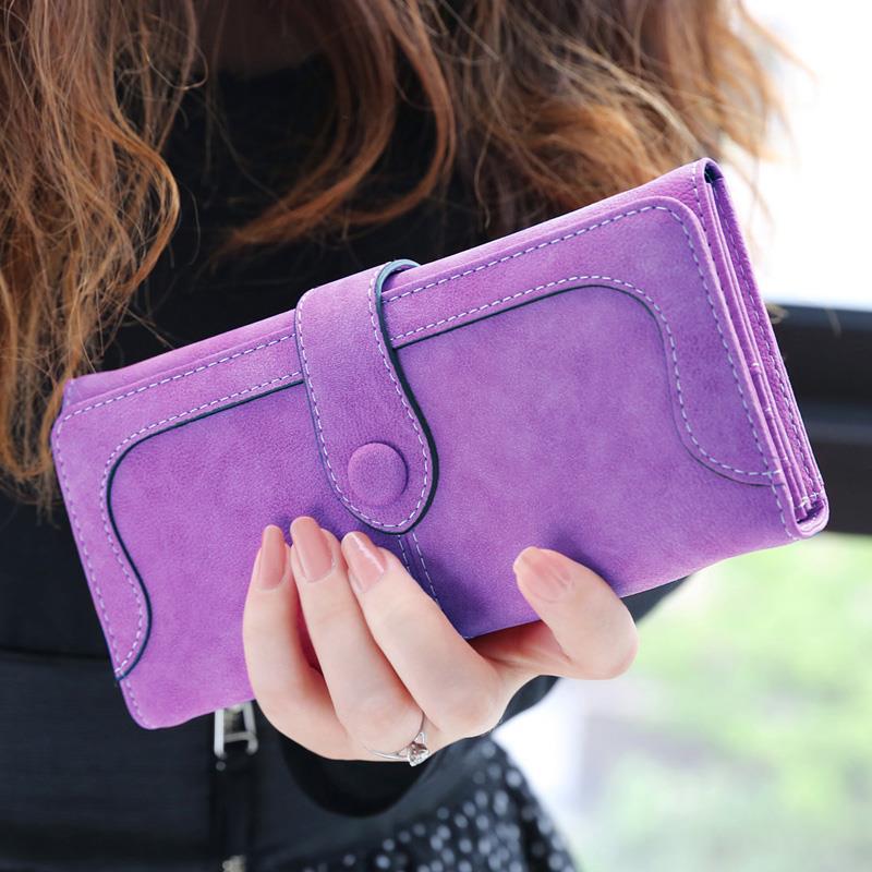 Women's Fashion Korean Style Retro Frosted Long Zipper Ladies Wallets