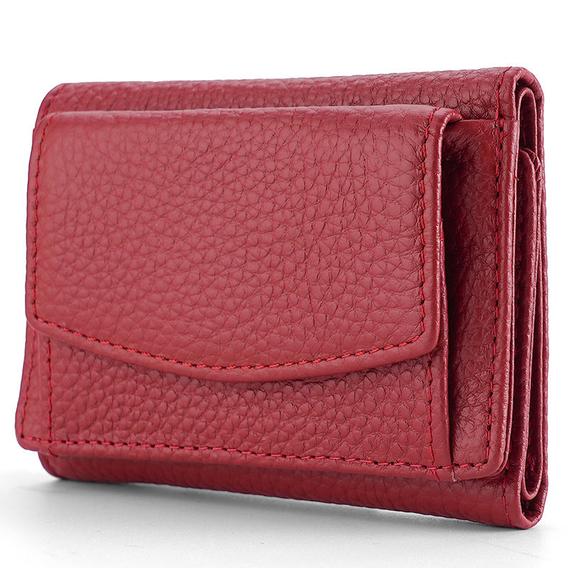 Women's Graceful Cowhide Small Short Leather Ladies Wallets