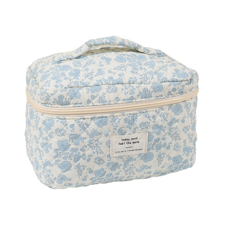 Portable Small Floral Large Capacity Quilted Cosmetic Bags