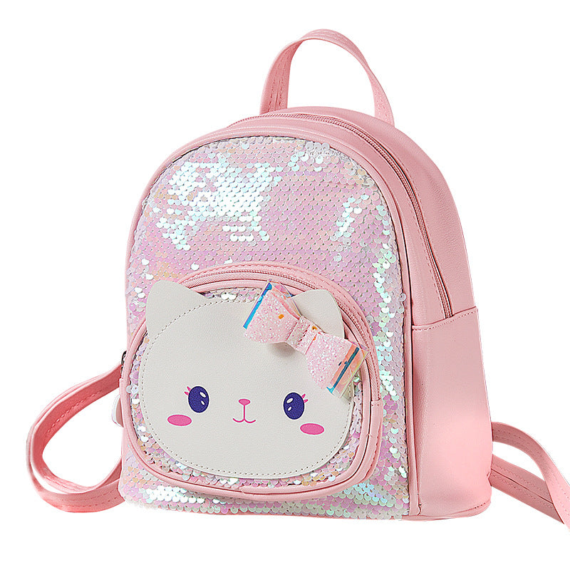 Paillettes de chat de dessin animé mignon pour enfants, adaptées aux sacs à dos pour enfants