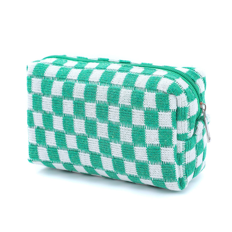 Chessboard Grid Portable Toiletry Large Capacity Cosmetic Bags