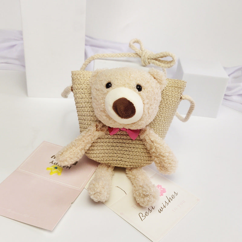 Children's Summer Straw Mini Space Bear Small Children's Coin Purse