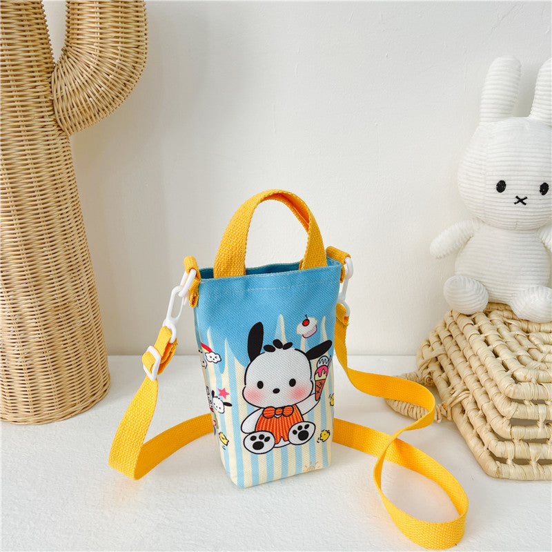 Children's Fashion Cute Water Cup Canvas Good-looking Children's Shoulder Bags