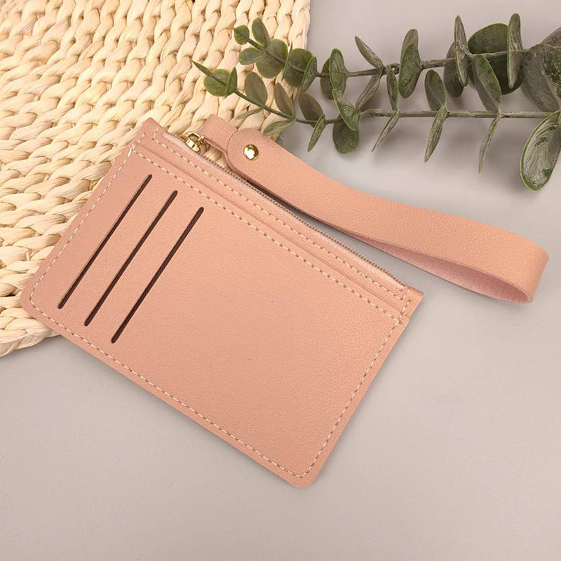 Women's Wrist Strap Zipper Solid Color Short Coin Purses