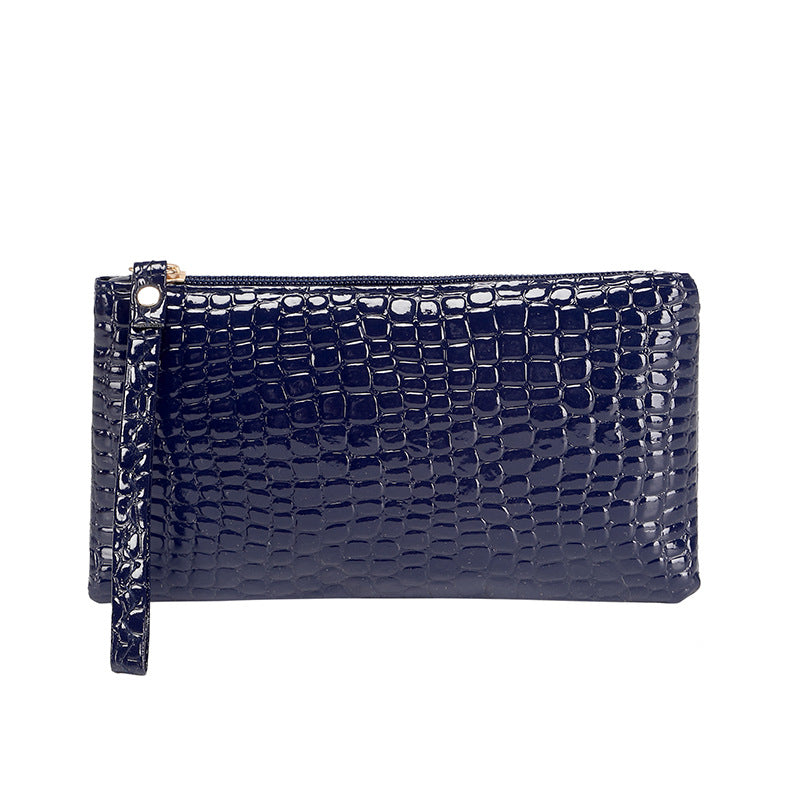 Female Crocodile Pattern Zipper Solid Color Coin Purses