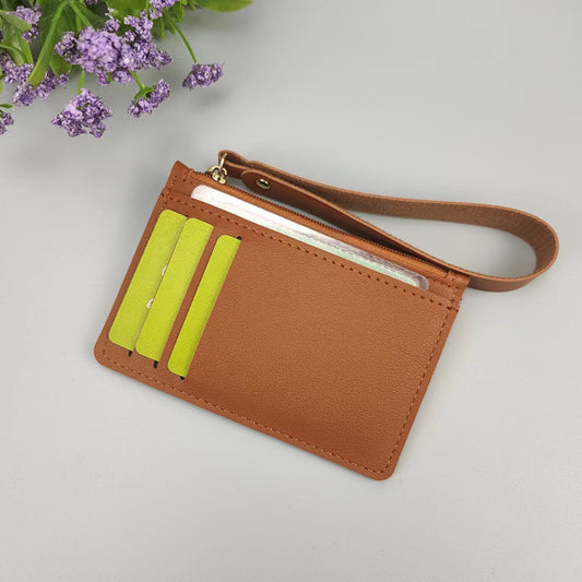 Women's Wrist Strap Zipper Solid Color Short Coin Purses