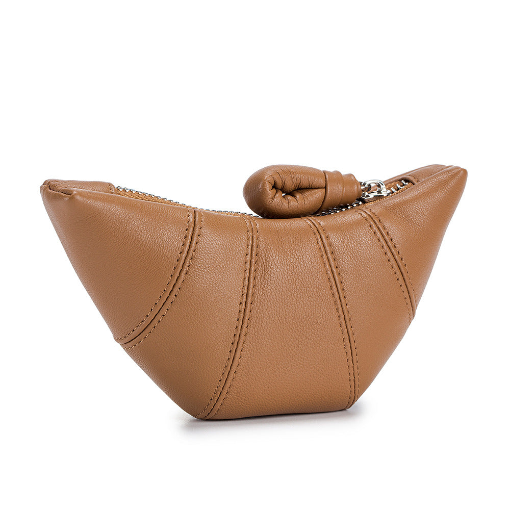 Women's Sheepskin Niche High Sense Croissant Genuine Coin Purses