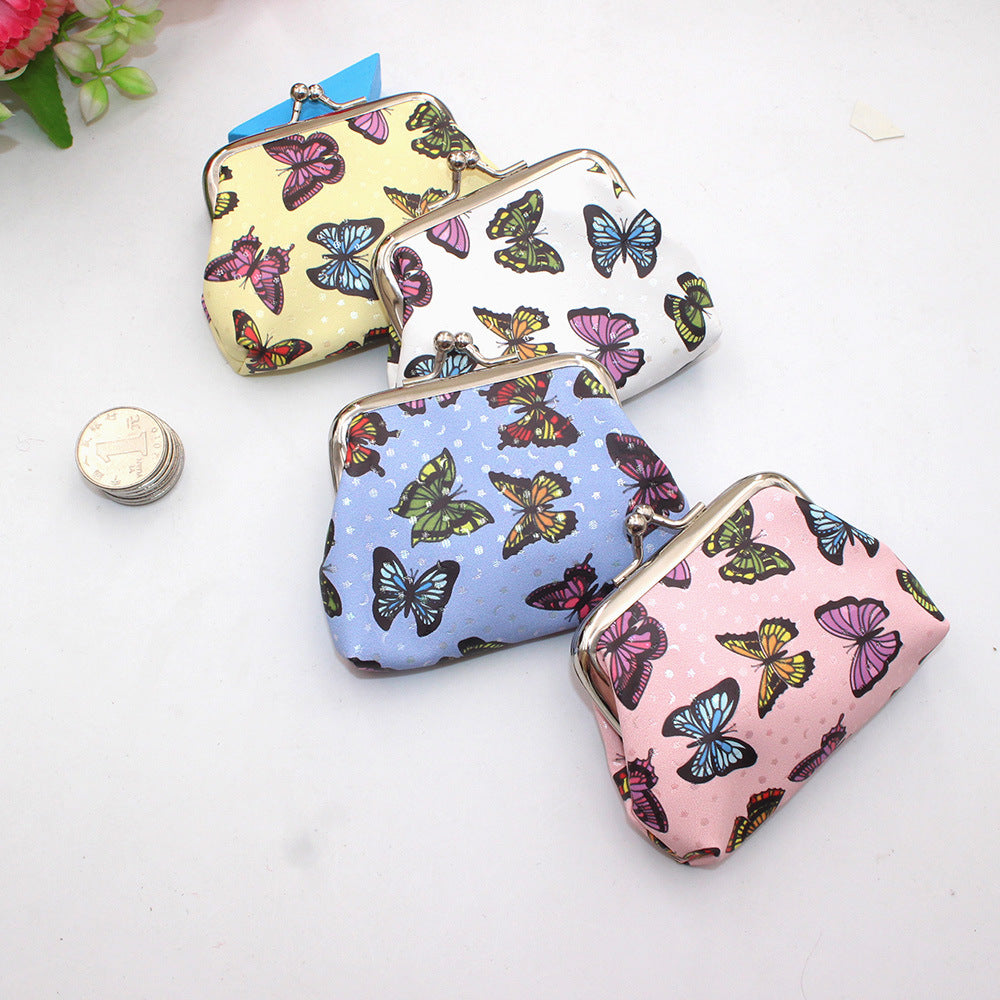 Cute Pocket Leather Butterfly Print Storage Coin Purses