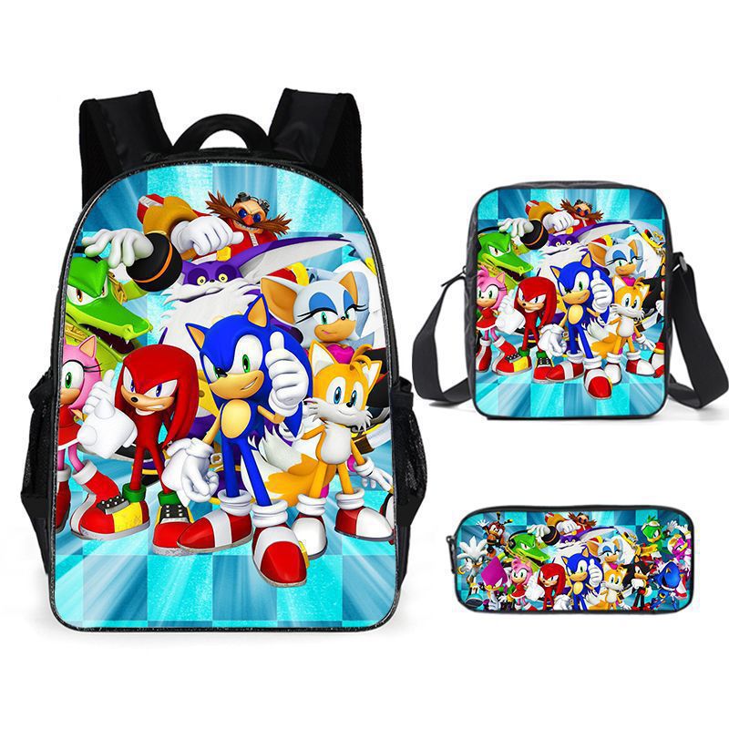 Ensemble de trois pièces Sonic Primary, sacs d'animation de dessin animé