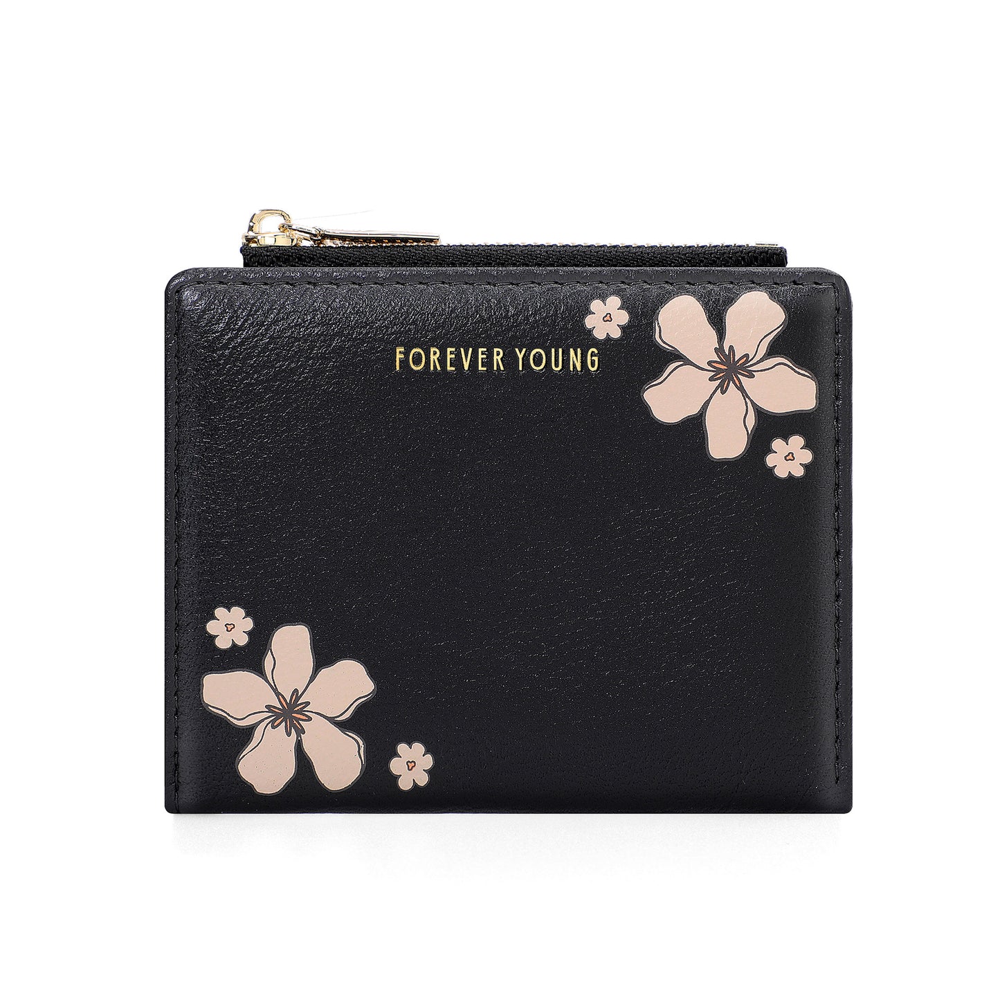 Women's Short Print Two-fold Zipper Korean Style Card Holder