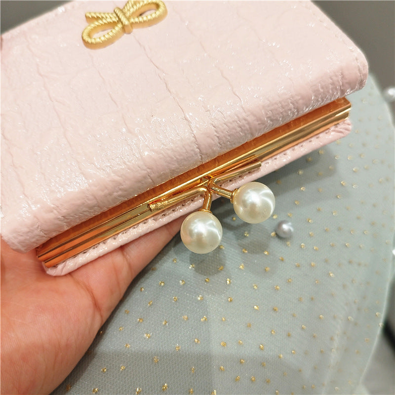 Women's Sweet Fashion Small Fresh Solid Color Bow Ladies Wallets