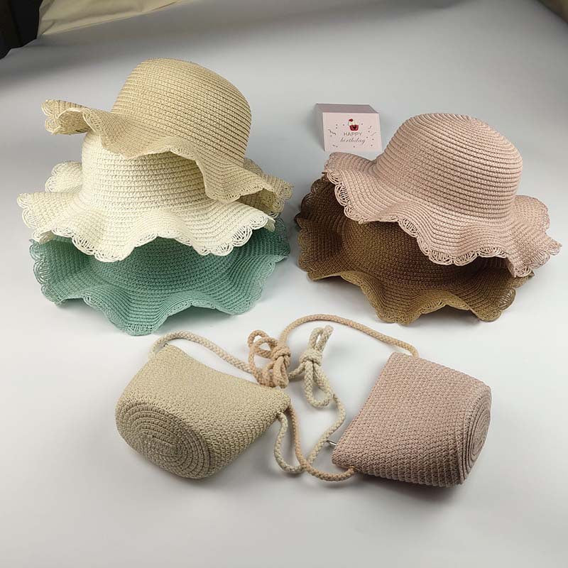 Children's Summer Straw Paper Sun Hat Mini Children's Coin Purse