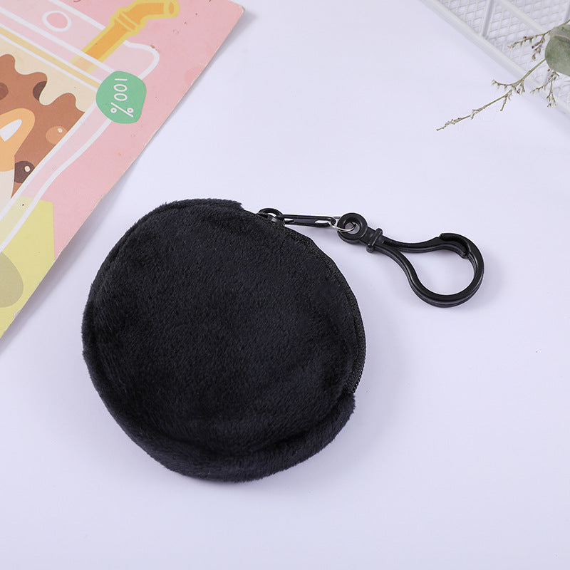 Plush Zipper Round Mini Cute Storage Crane Coin Purses