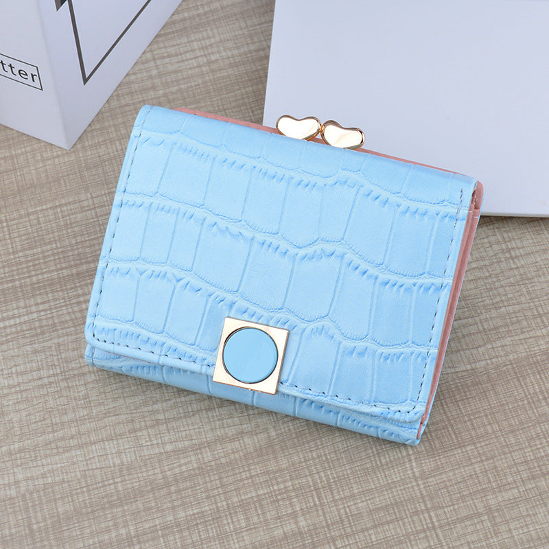 Women's Female Crocodile Pattern Folding Large Capacity Soft Ladies Wallets