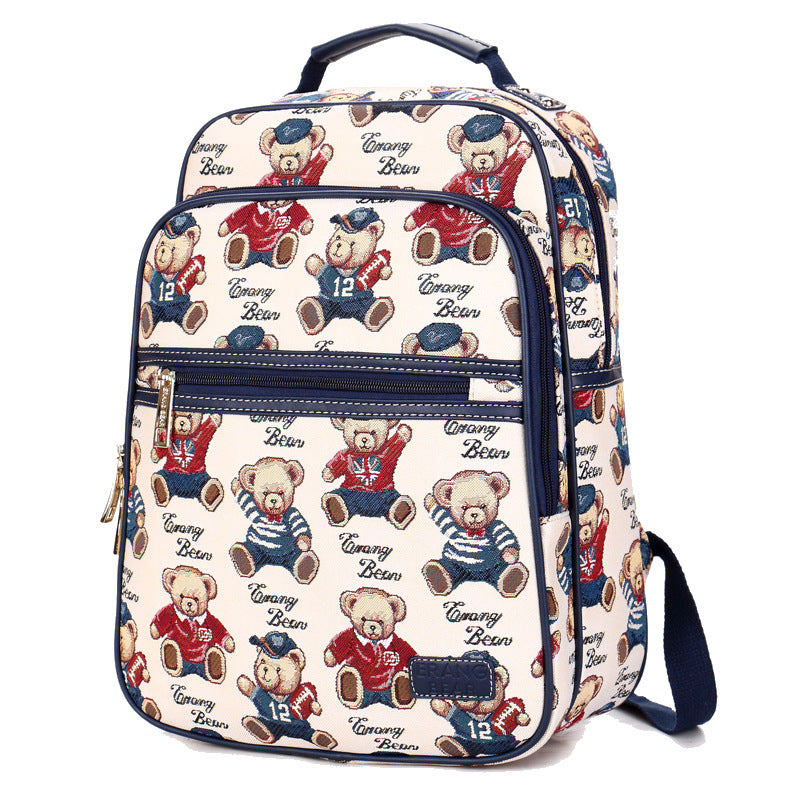 Women's Bear Attachment Korean Style Preppy Fashion Backpacks