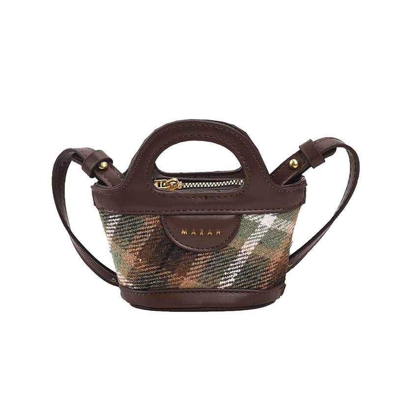 Children's Going Out Diamond Plaid Contrast Color Children's Shoulder Bags